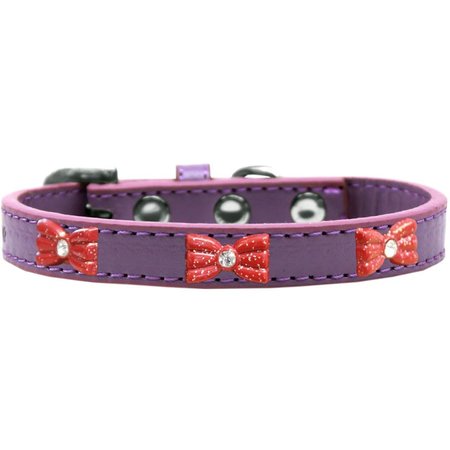 MIRAGE PET PRODUCTS Red Glitter Bow Widget Dog CollarLavender Size 18 631-10 LV18